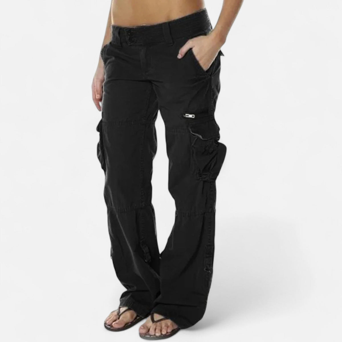 Women's Straight Leg Cargo Pants | Mid-Rise Relaxed Fit Lifestyle