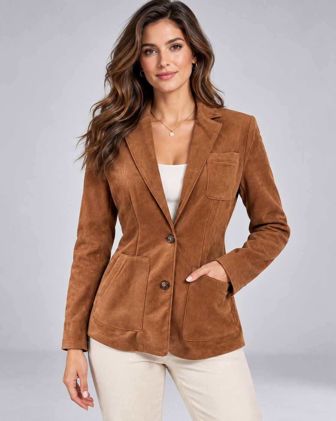 Women's Suede Button-Down Blazer | Polished Everyday Jacket Hero