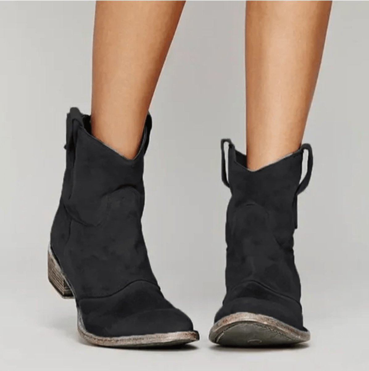 Women's Suede Orthopedic Boots | Block Heel Side Zip Detail