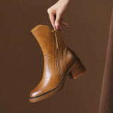 Women's Tassel Zip Leather Ankle Boots | High Heel