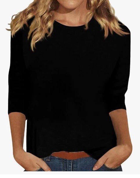 Women's Three Quarter Sleeve Crew Neck Top | Everyday Relaxed Fit Back