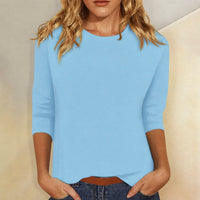 Women's Three Quarter Sleeve Crew Neck Top | Everyday Relaxed Fit Detail