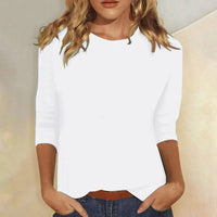 Women's Three Quarter Sleeve Crew Neck Top | Everyday Relaxed Fit Front