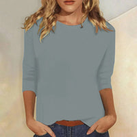 Women's Three Quarter Sleeve Crew Neck Top | Everyday Relaxed Fit Side