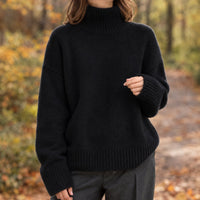 Women's Turtleneck Sweater | Dropped Shoulder Relaxed Knit Back