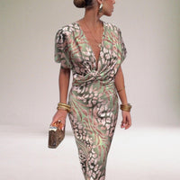 Women's Twisted Knot Wedding Guest Wrap Maxi Dress Front
