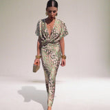 Women's Twisted Knot Wedding Guest Wrap Maxi Dress