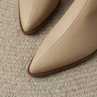 Women's V-Cut Leather Boots | Pointed Toe Ankle Alternate