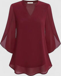 Women's V-Neck Bell Sleeve Tunic Blouse | Relaxed Everyday Top Alternate