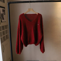 Women's V-Neck Softness Sweater | Boxy Fit Knit Back
