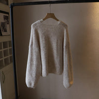 Women's V-Neck Softness Sweater | Boxy Fit Knit Full