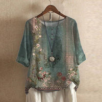 Women's Vintage Floral Blouse | Three-Quarter Sleeve Loose Fit Hero
