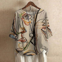 Women's Vintage Floral Blouse | Three-Quarter Sleeve Loose Fit View 11