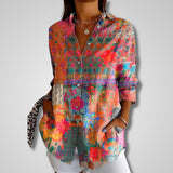 Camisa vintage floral para mujer | Corte holgado y botones delanteros