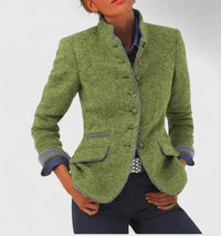 Women's Wool Blazer | Contrast Trim Tailored Fit Side