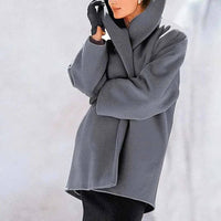 Women's Wool Blend Cocoon Coat | Draped Lapel Wrap Side