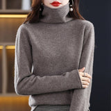 Pull en maille en mélange de laine pour femme à col superposé | Coupe ample