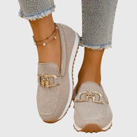 Women's Woven Loafers | Metal Hardware Slip-On Angle