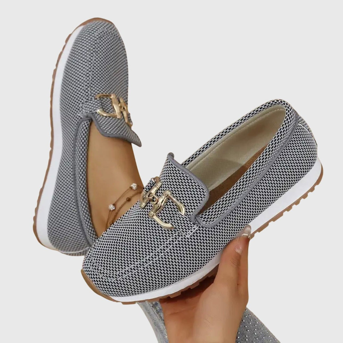 Women's Woven Loafers | Metal Hardware Slip-On Close Up